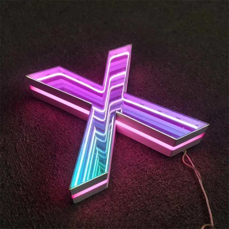 3d Infinity Mirror Led Sign Board Outdoor Advertising Infinity Wall Mirror Infinity Mirror Led Sign for Shop